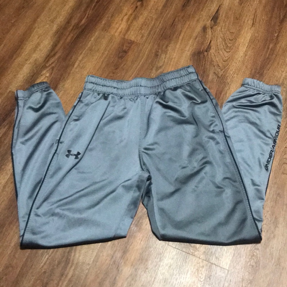 Under Armour grey track pants with black logo
